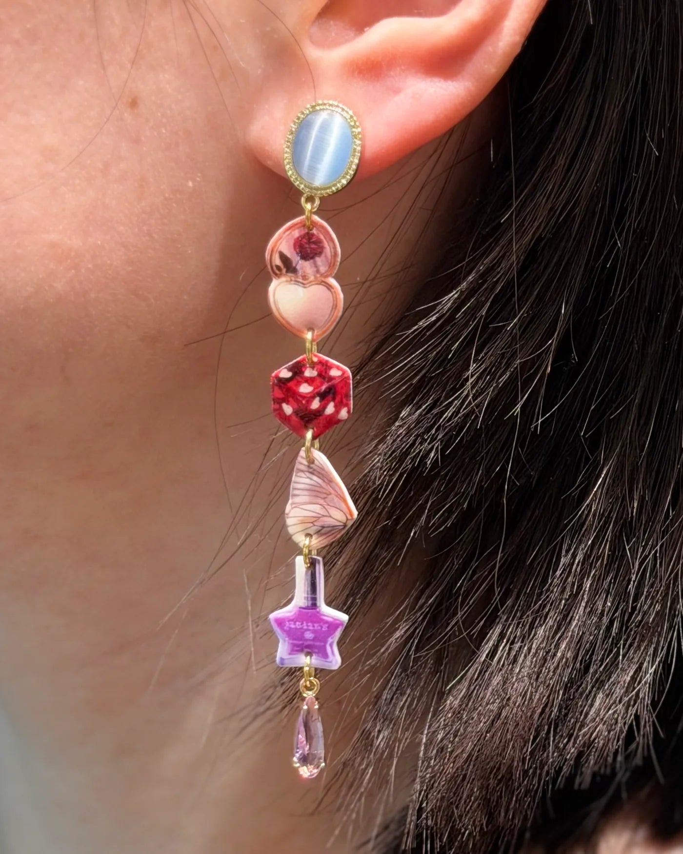 Asymmetrical Pop-Art Dangle Earrings
