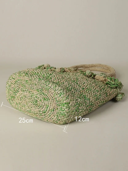 The Roseraie Handcrafted Floral Raffia Basket Tote