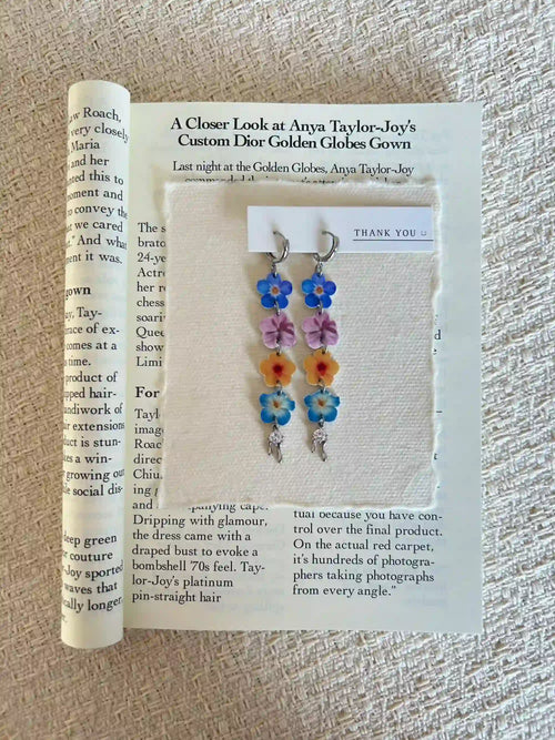 "Dopamine Dream" Y2K Floral & Liquid Metal Drop Earrings
