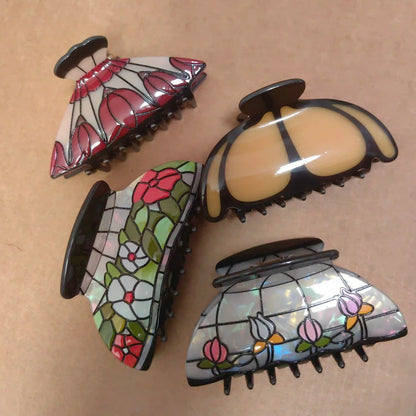 Vintage Stained Glass Hair Claw Clip