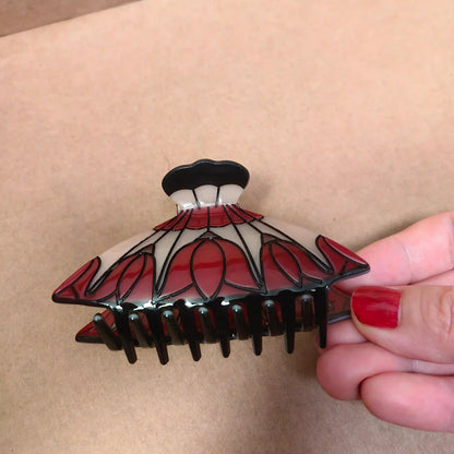 Vintage Stained Glass Hair Claw Clip