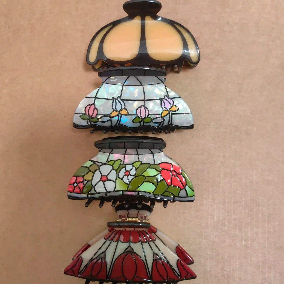 Vintage Stained Glass Hair Claw Clip