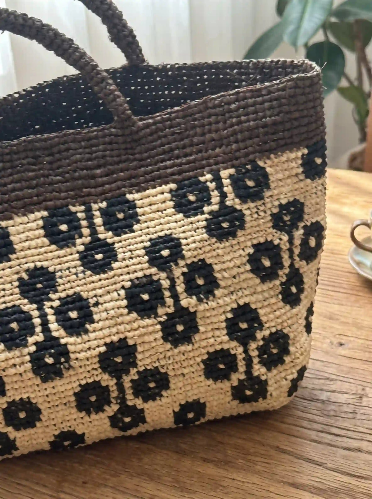 Handwoven Jacquard Raffia Tote