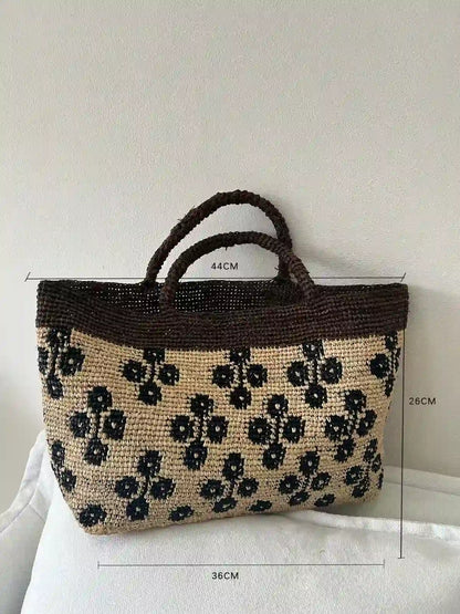 Handwoven Jacquard Raffia Tote