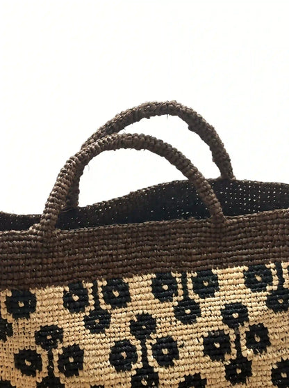 Handwoven Jacquard Raffia Tote