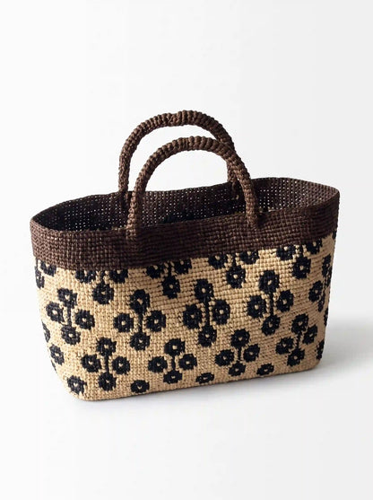 Handwoven Jacquard Raffia Tote