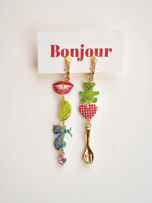 The "Pop Collage" Charm Earrings