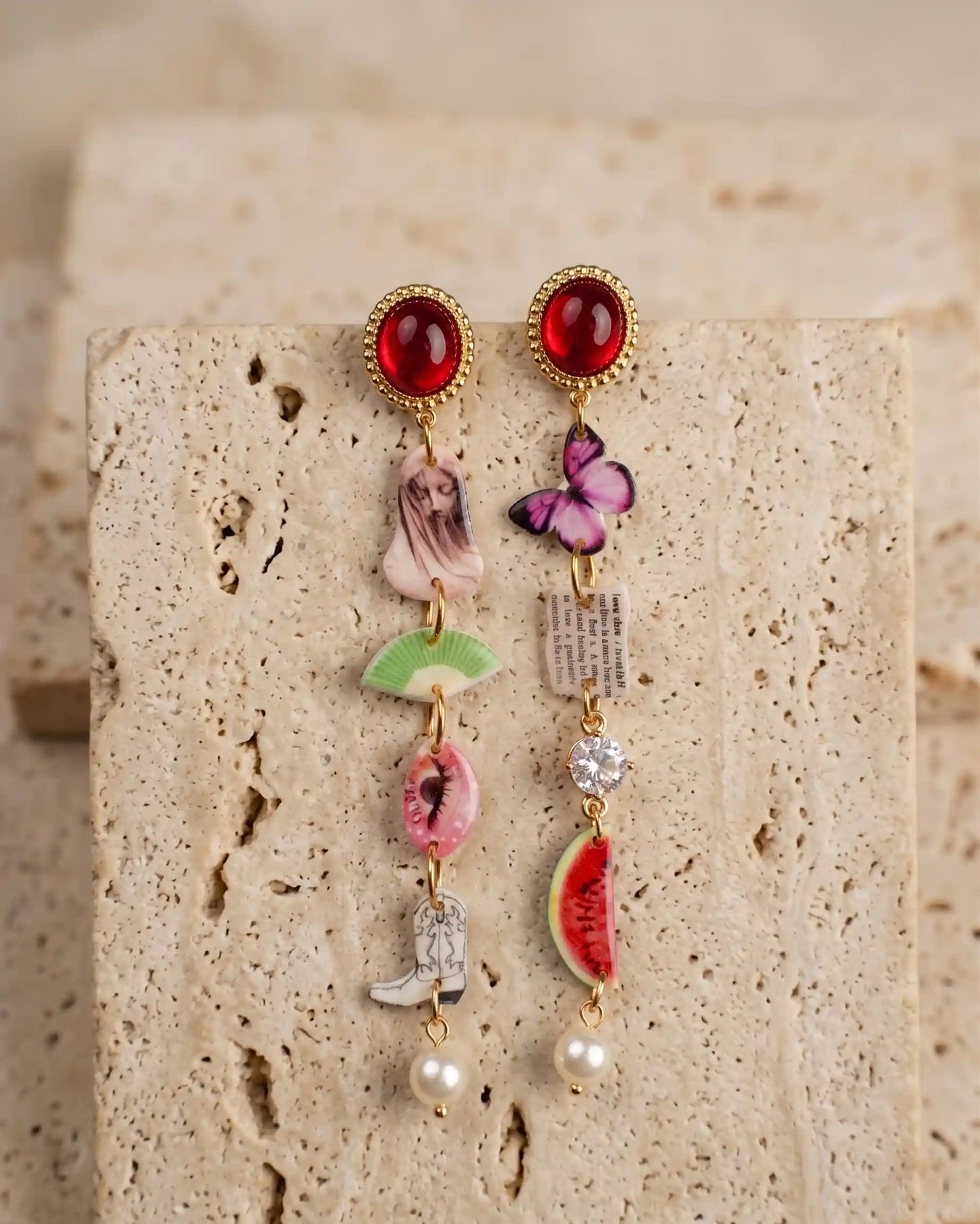 Eclectic Vintage Charm Mismatched Drop Earrings