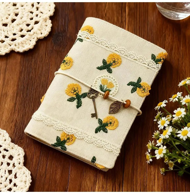 Floral Embroidery A6 Journal