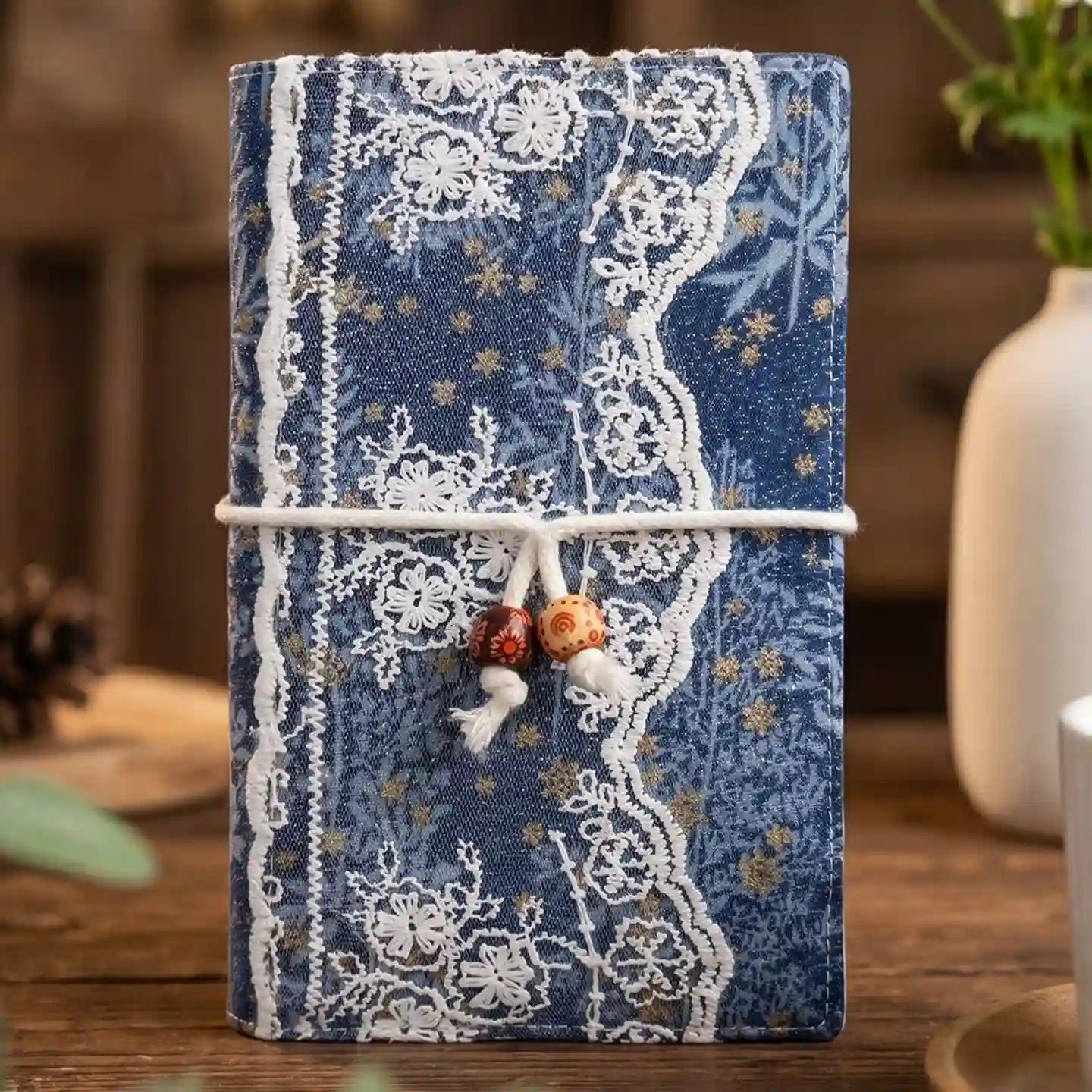 Vintage Blue Floral Fabric A6 Journal