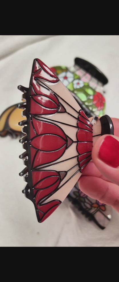 Vintage Stained Glass Hair Claw Clip
