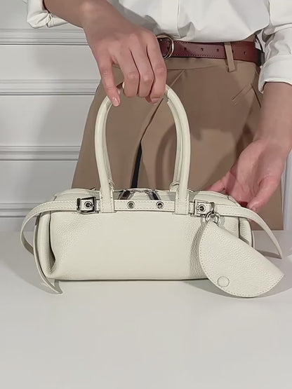 East-West-Satchel aus hochwertigem Narbenleder
