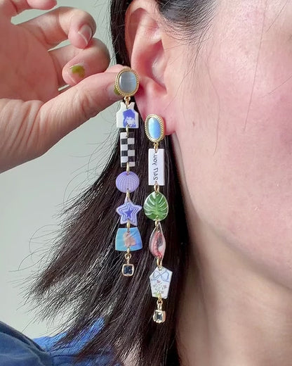 Asymmetrische „Daydream Collage“-Statement-Ohrringe