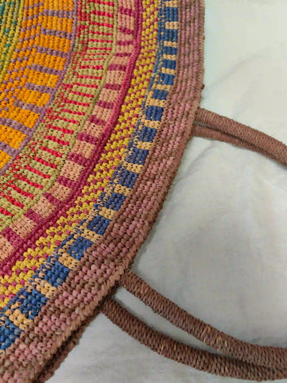 Handwoven Multicolor Raffia Tote Bag