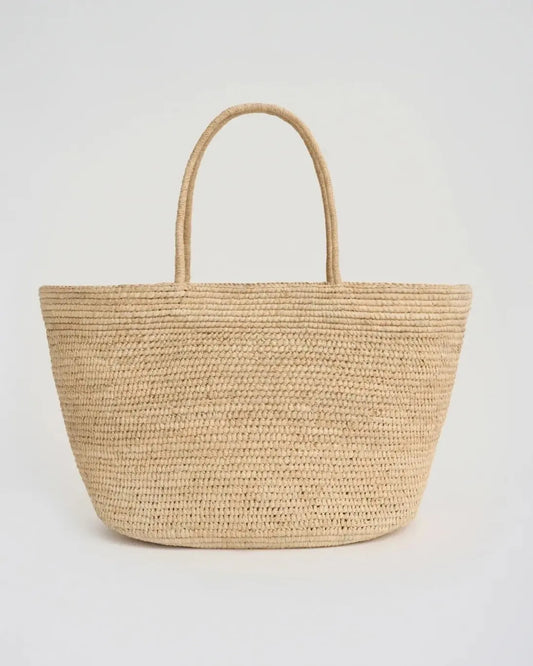 Minimalist Woven Raffia Tote