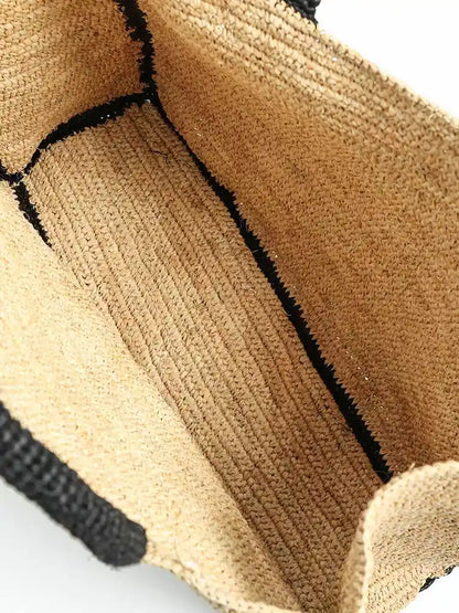 The Artisan Contrast Raffia Tote