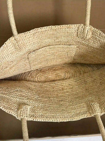 Minimalist Woven Raffia Tote