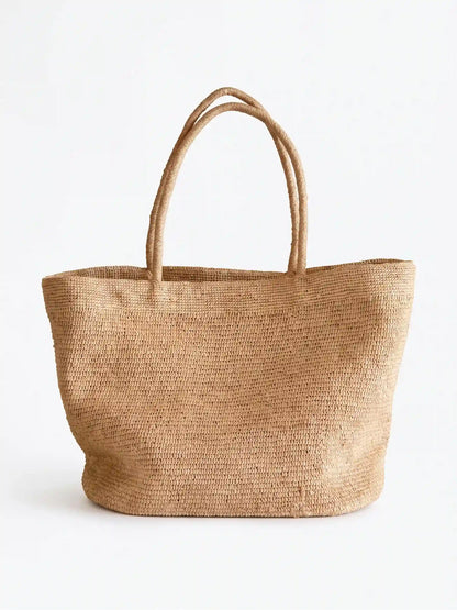 Minimalist Woven Raffia Tote