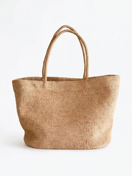 Minimalist Woven Raffia Tote