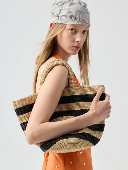 The Breton Striped Raffia Tote
