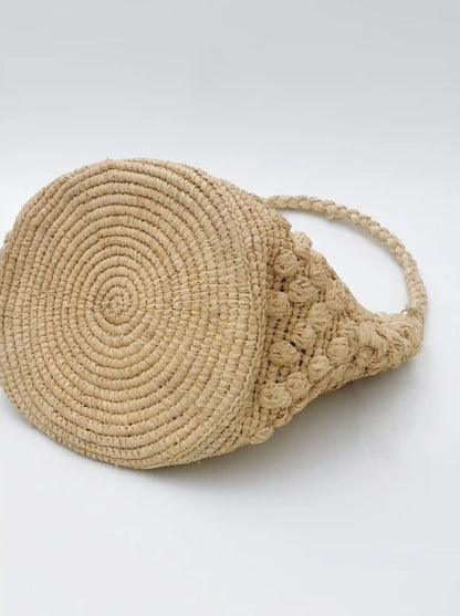 3D Floral Raffia Bucket Bag