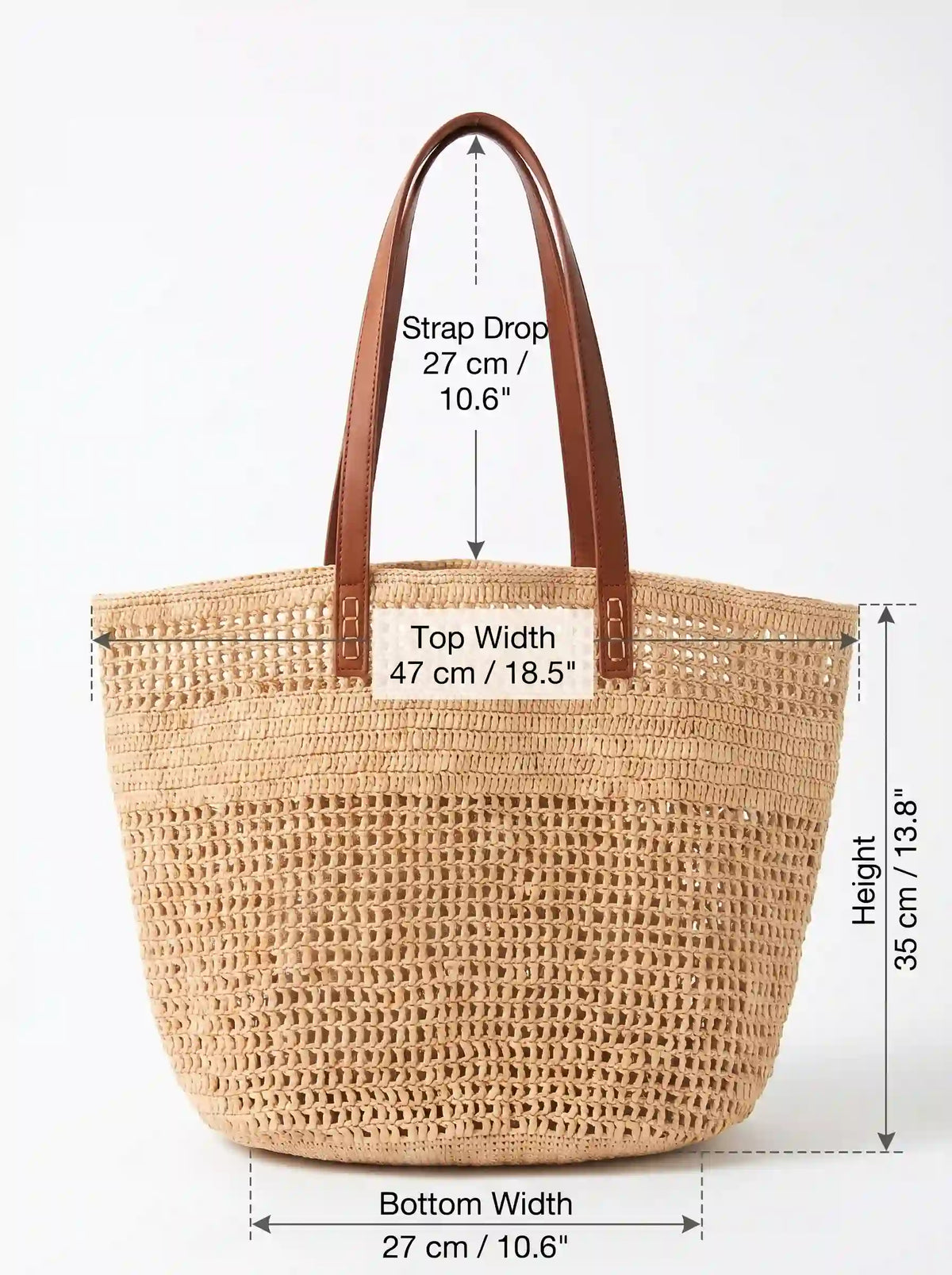 Handwoven Raffia Tote with Genuine Leather Handles