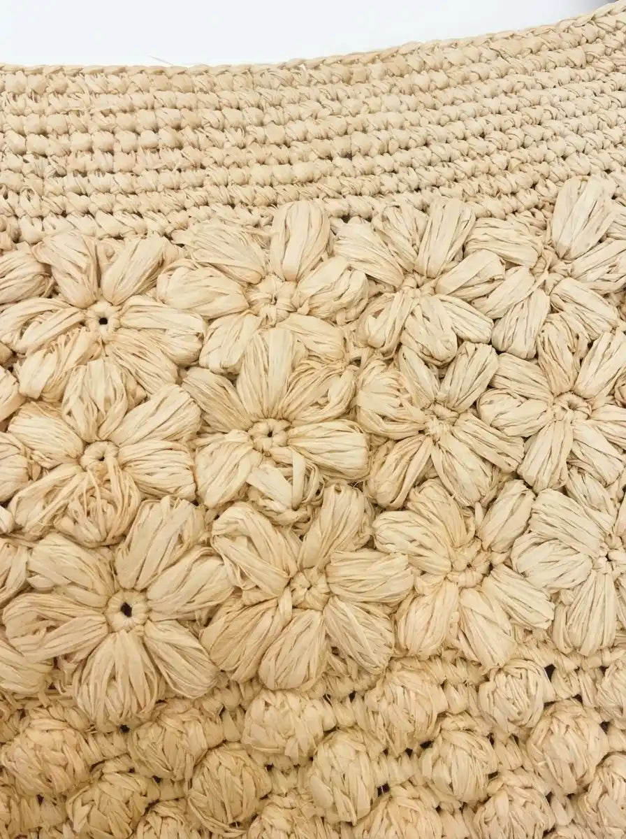 3D Floral Raffia Bucket Bag