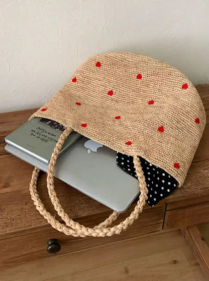 The Heart-Embroidered Artisanal Raffia Set