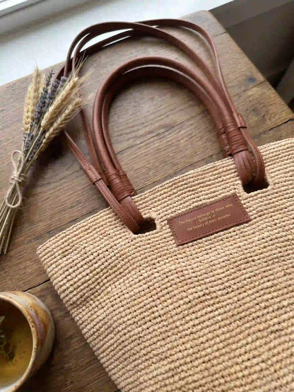 French Chic Basket Bag with Genuine Leather Straps