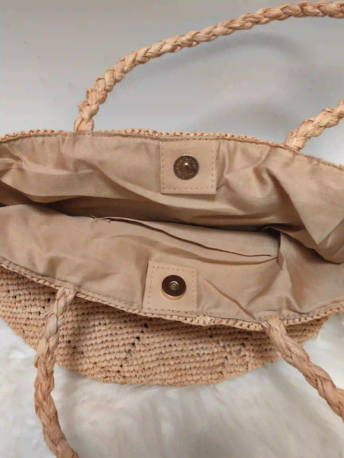 Handwoven Geometric Raffia Tote