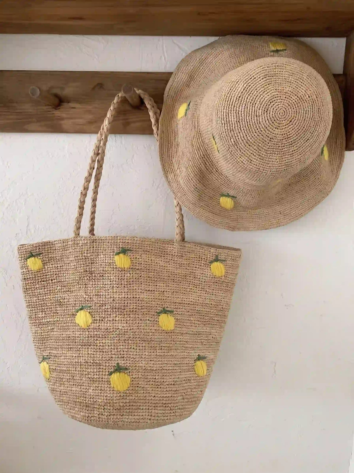 Lemon Embroidered Raffia Collection
