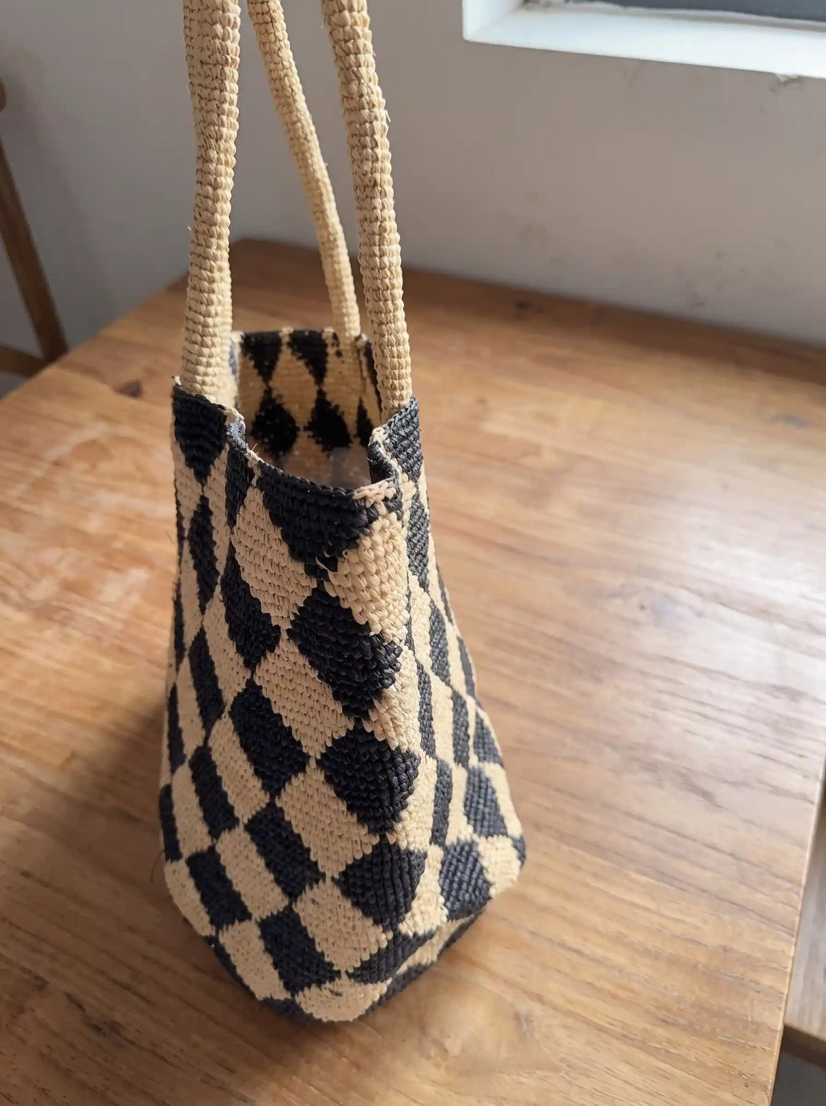 Harlequin  Raffia Tote
