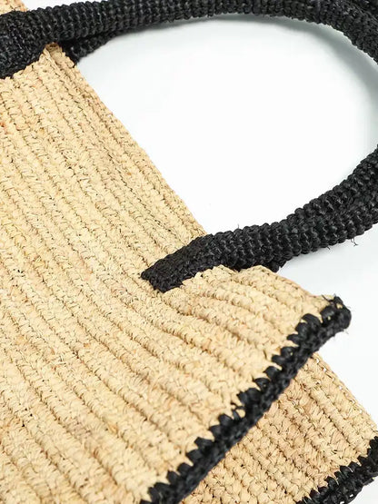 The Artisan Contrast Raffia Tote