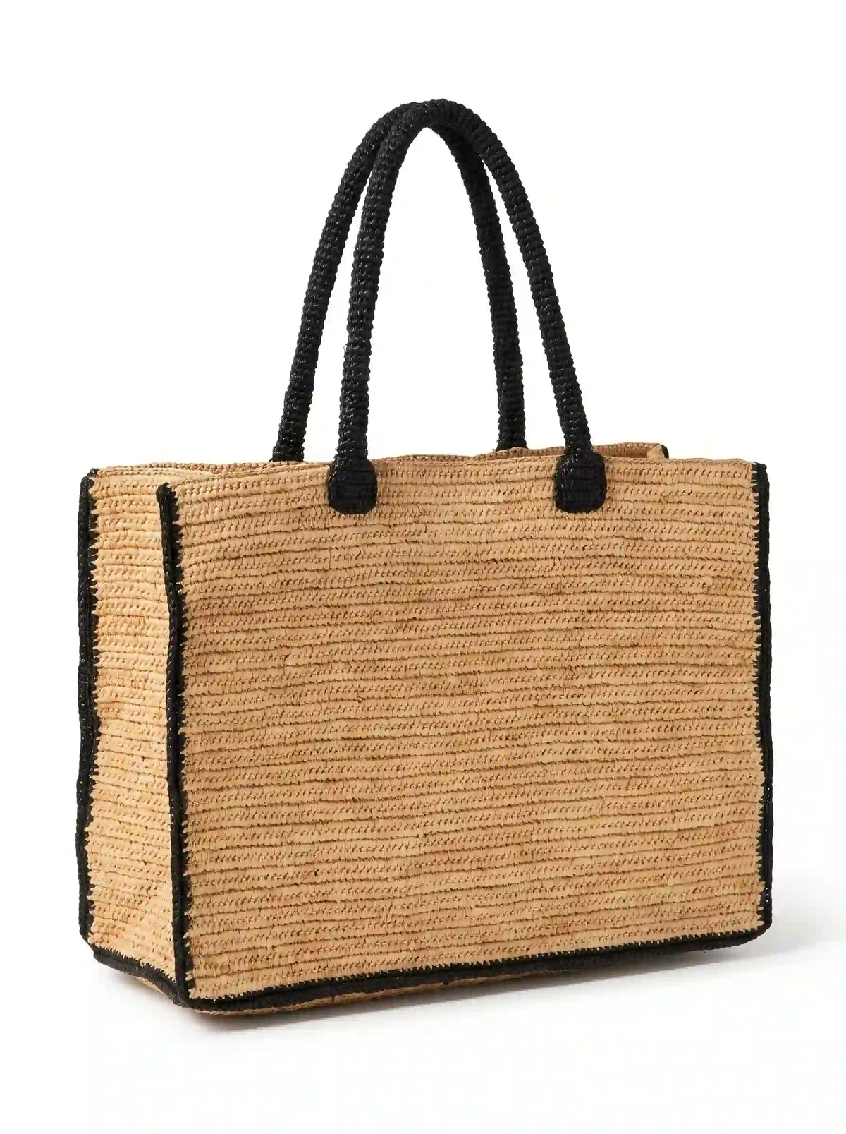 The Artisan Contrast Raffia Tote