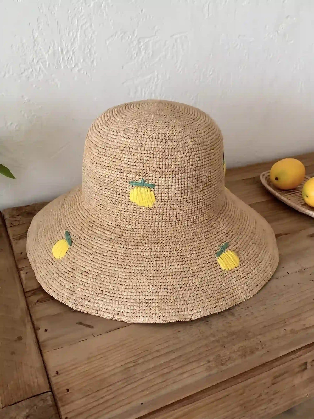 Lemon Embroidered Raffia Collection