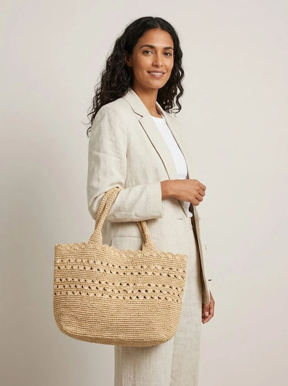The Marina Artisan Raffia Tote