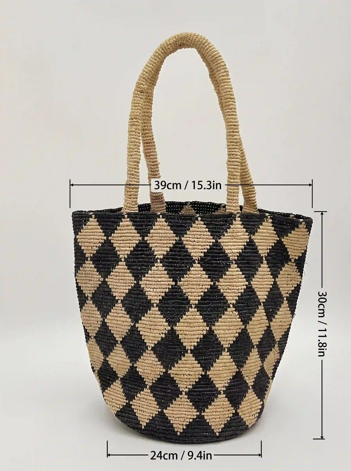 Harlequin  Raffia Tote