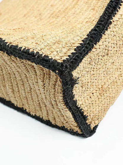 The Artisan Contrast Raffia Tote