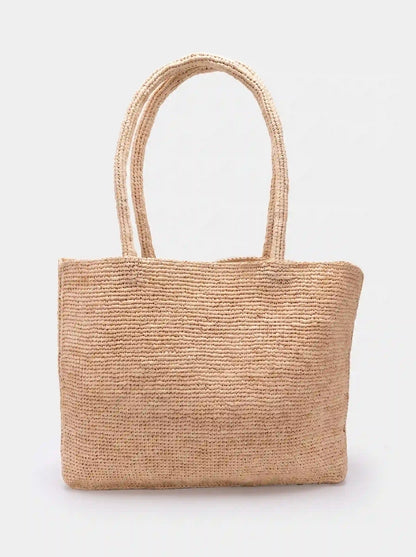 Handmade Floral Crochet Raffia Tote Bag