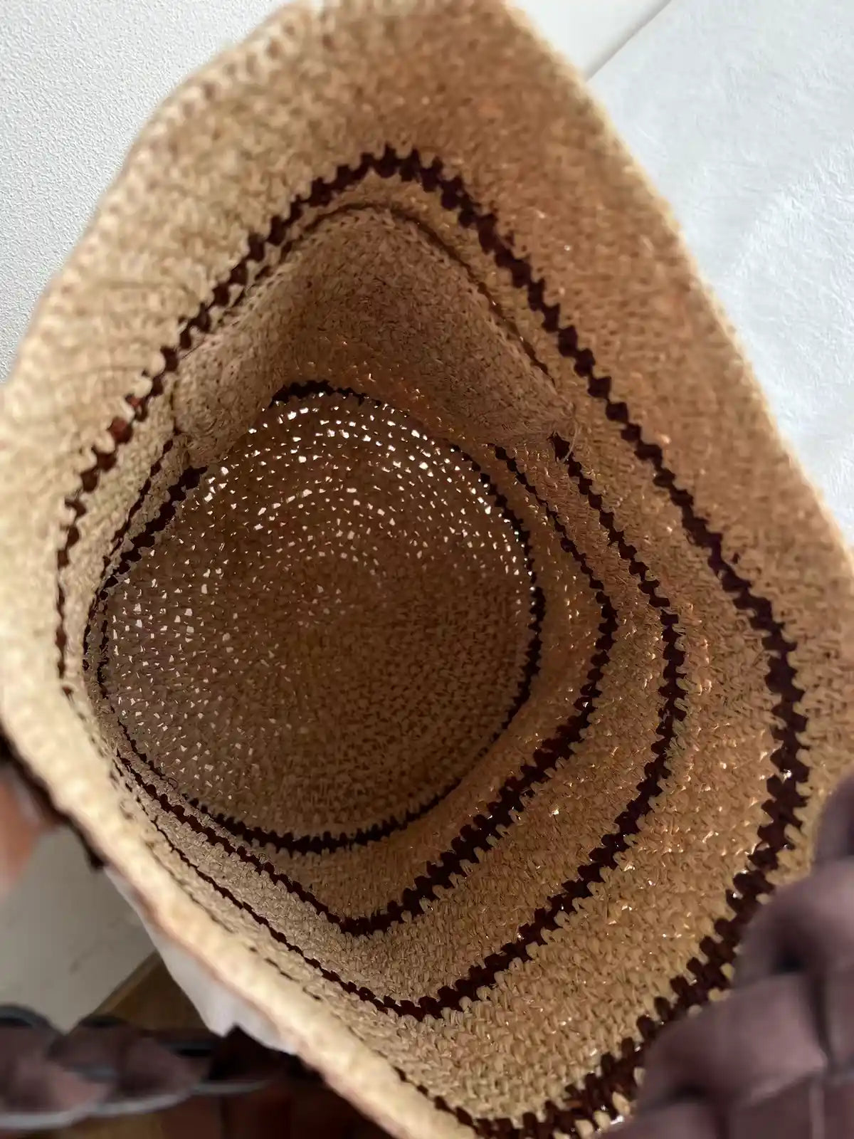 Handwoven Striped Raffia Bucket Bag