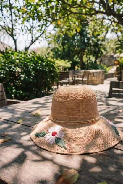 The Botanical Embroidered Raffia Sun Hat