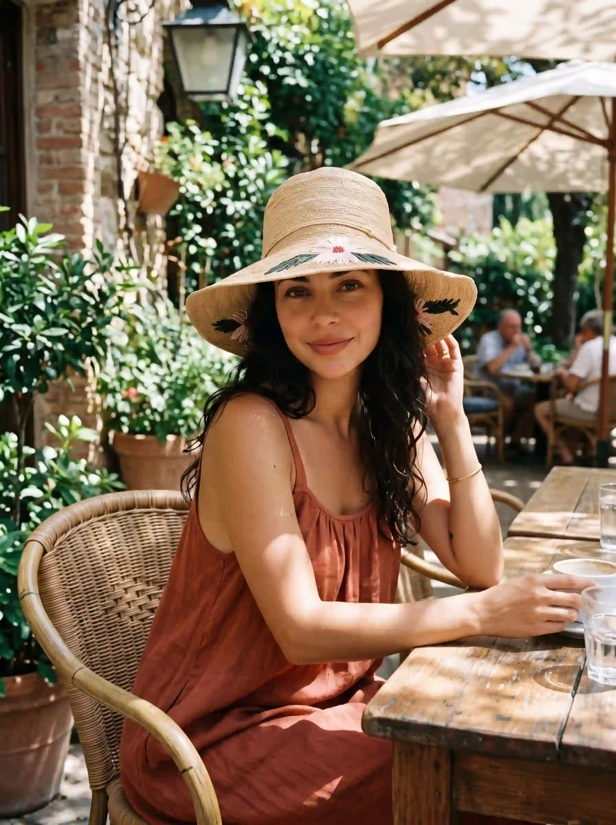The Botanical Embroidered Raffia Sun Hat
