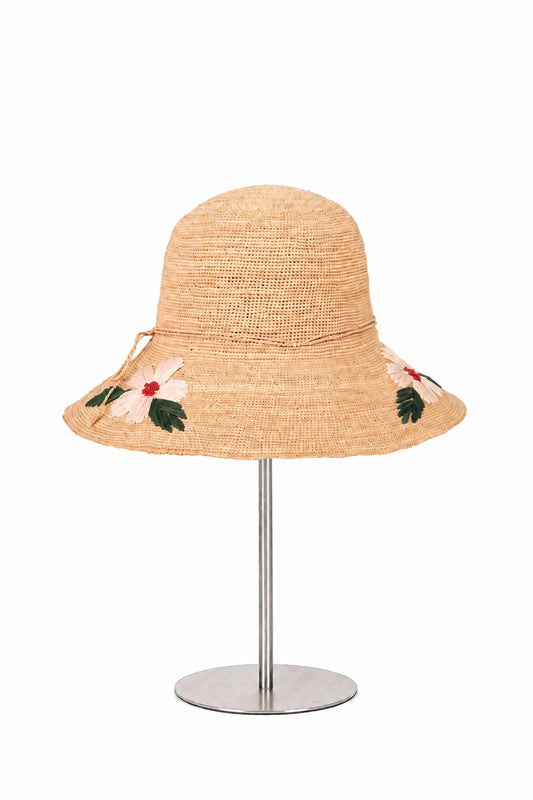 The Botanical Embroidered Raffia Sun Hat