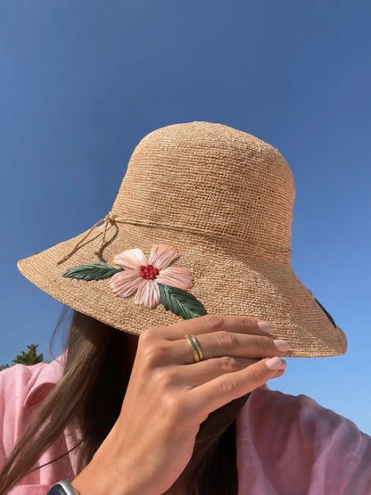 The Botanical Embroidered Raffia Sun Hat