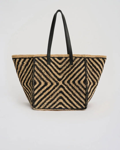 The Geometric Raffia Tote