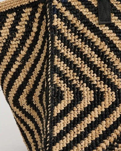 The Geometric Raffia Tote