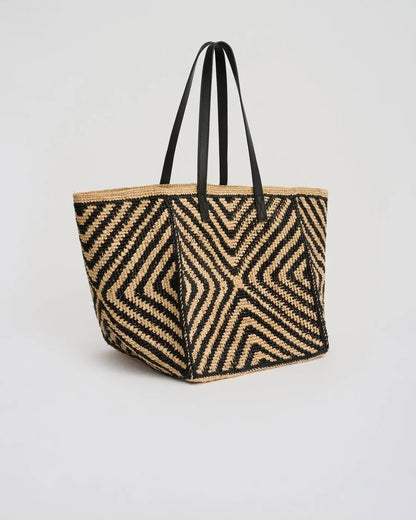 The Geometric Raffia Tote