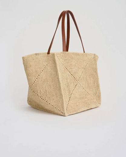 The Geometric Raffia Tote