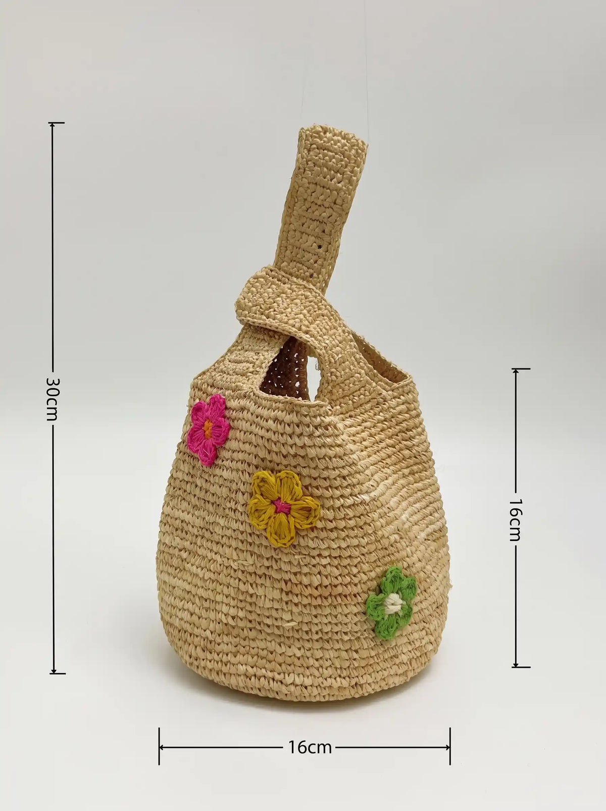 Raffia Floral Bucket Bag