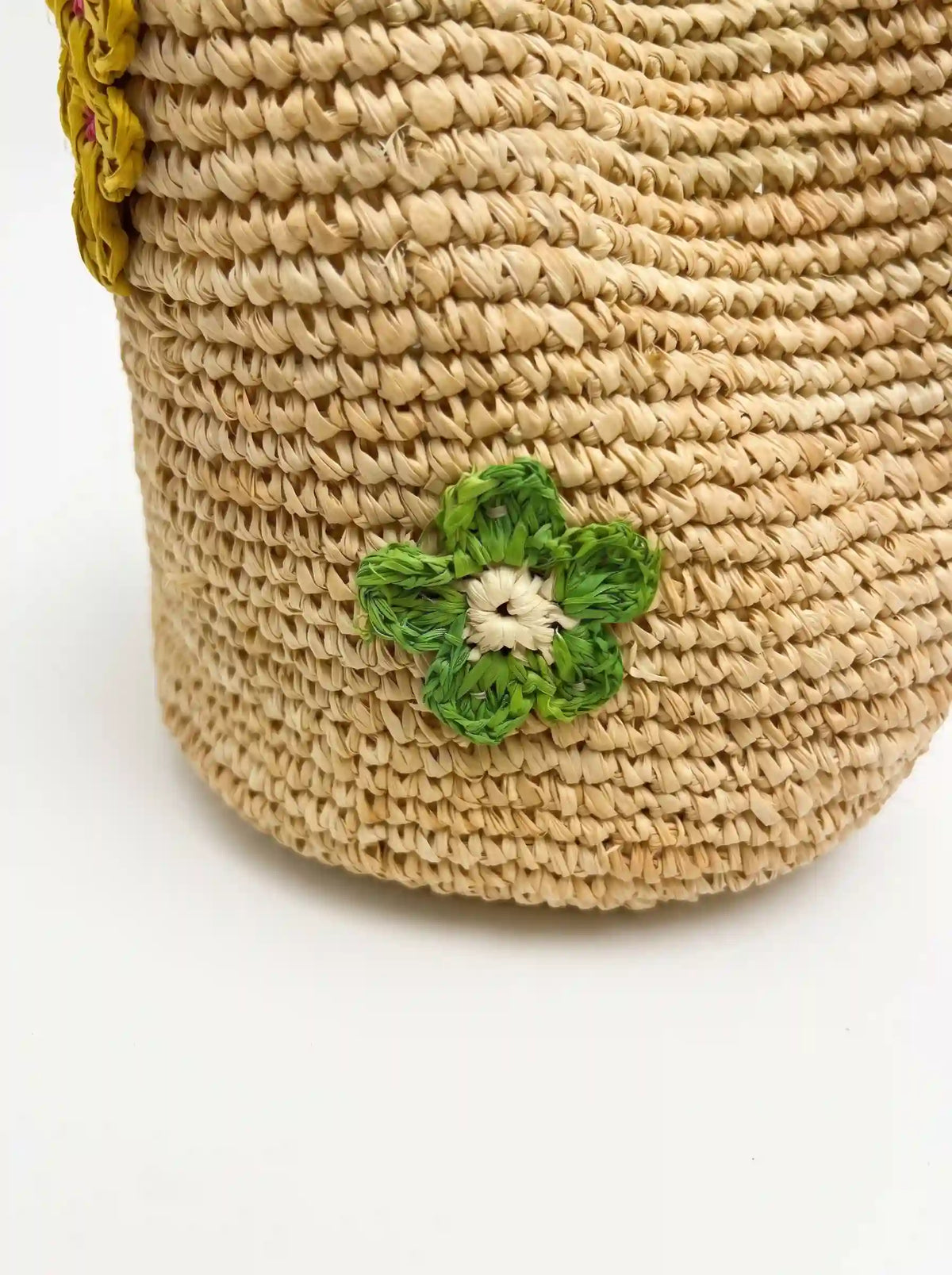 Raffia Floral Bucket Bag